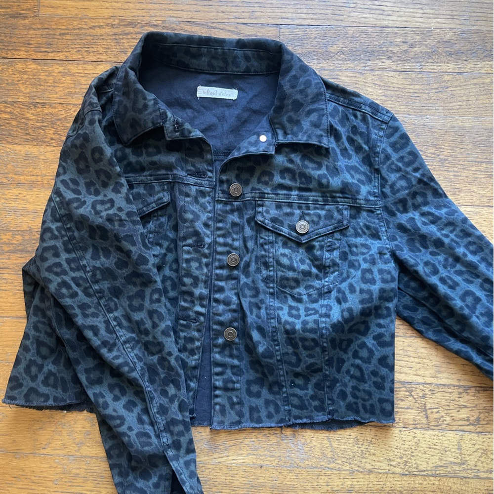 Altar'd State Blue Leopard Jean Jacket